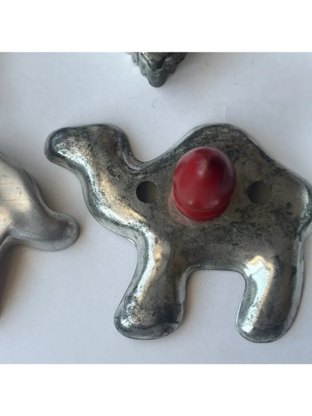 Vintage 12 Aluminum Cookie Cutters Red Handle Knobs Baking Retro Kitchen Decor